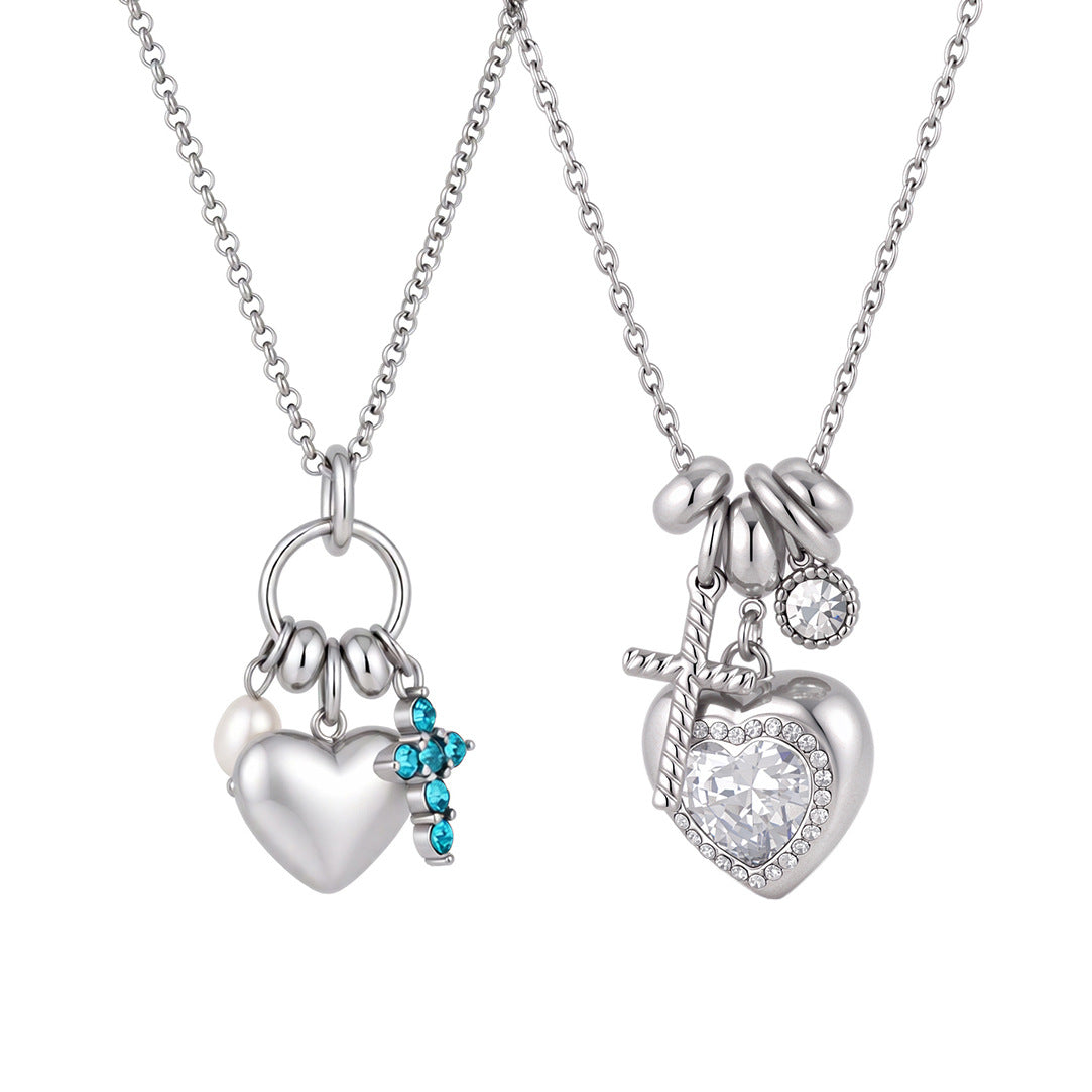 Heart Charm Cross Necklace