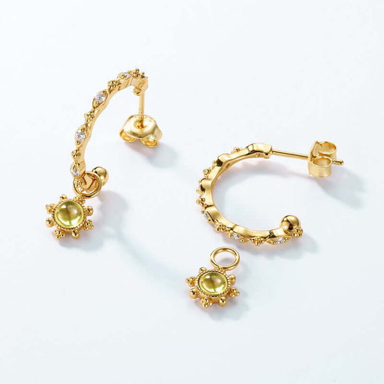 Peridot Filigree Floral C Hoop Leo Earrings