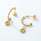 Peridot Filigree Floral C Hoop Leo Earrings