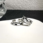 Black & White Checkerboard Layered Ring Silver