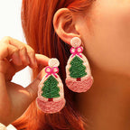 Colorful Bow Christmas Tree Beaded Earring