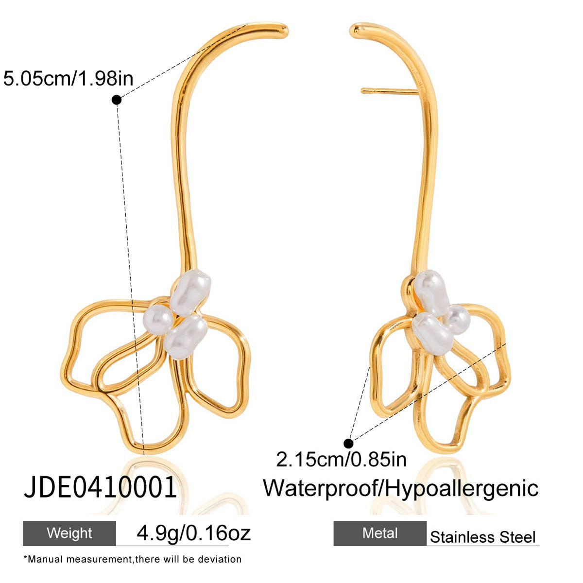 Pearl Lily Flower Linear Long Earrings