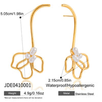 Pearl Lily Flower Linear Long Earrings