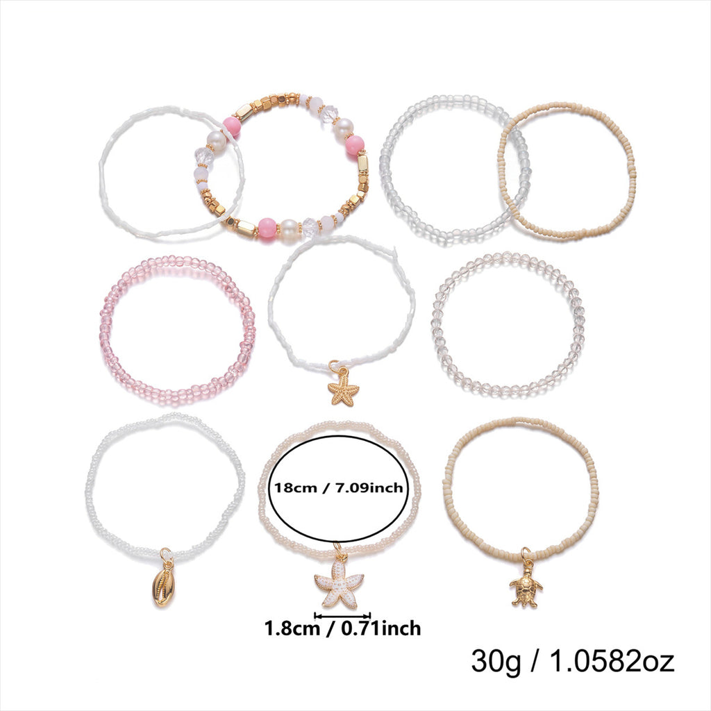 Seaside Escape Starfish Turtle Layer Bead Bracelet