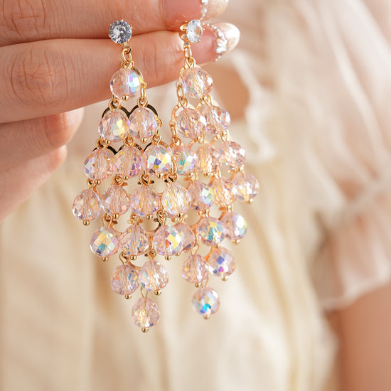 Rhombus Shape Grape Ball Earrings