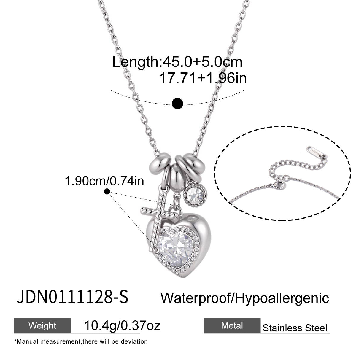 Heart Charm Cross Necklace