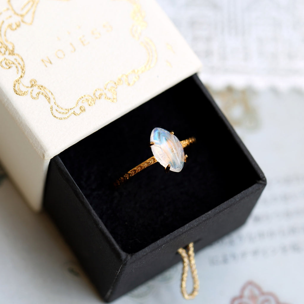 Moonstone Tulip Inspired Solitaire Ring