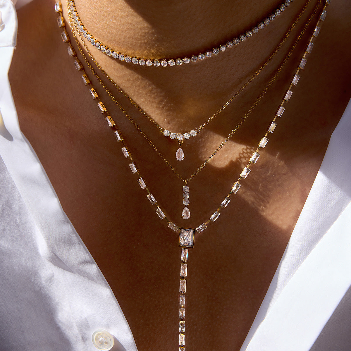 Simple WaterDrop CZ Necklace