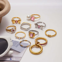 Fairy Pink Bow CZ Pearl Ring 