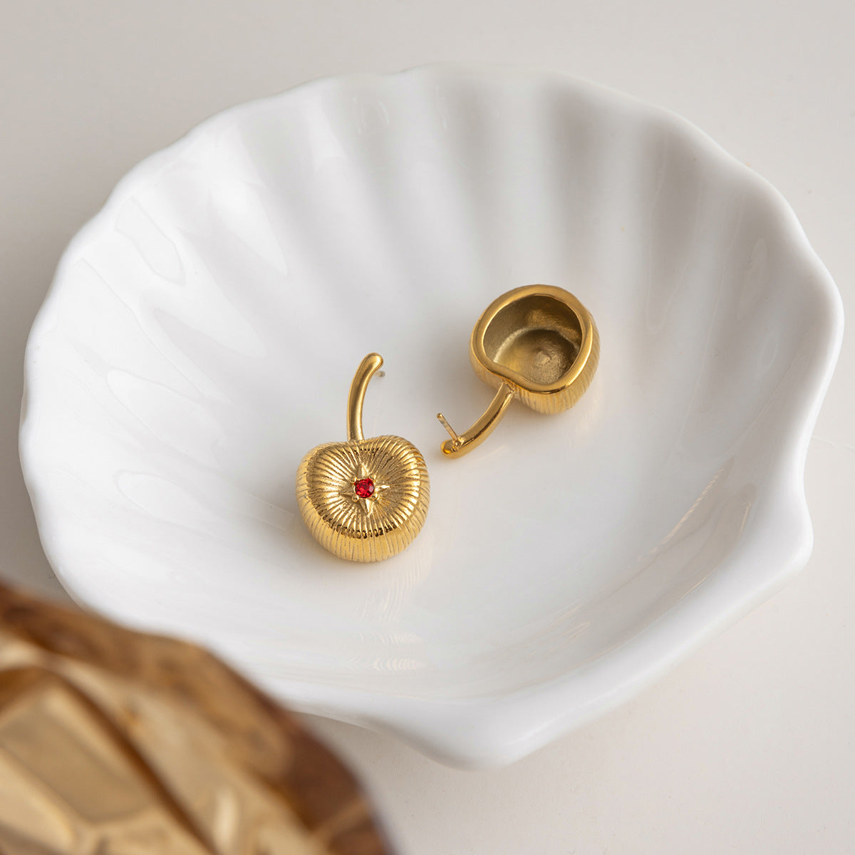 Vintage Brushed Cherry Earrings