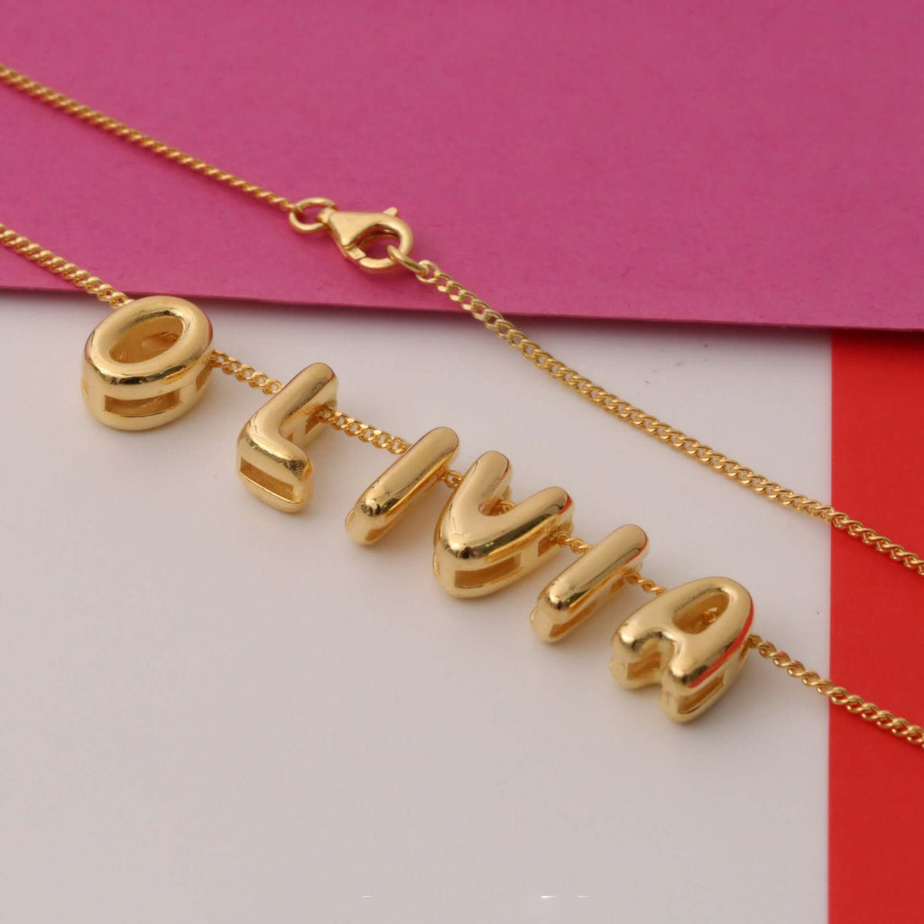 DIY Custom Name Initial Necklace Gold