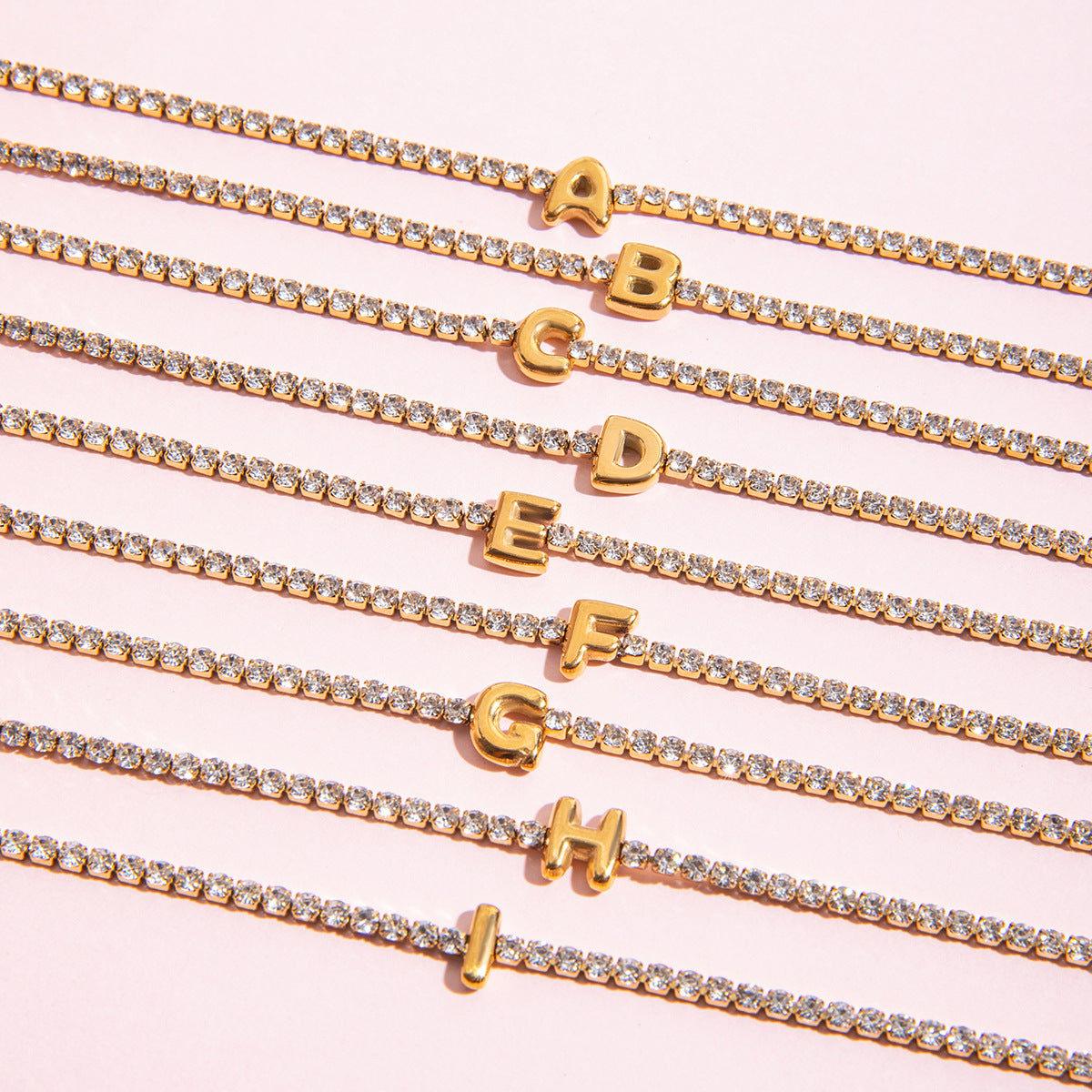 Alphabet Letter Waterproof Tennis Bracelet