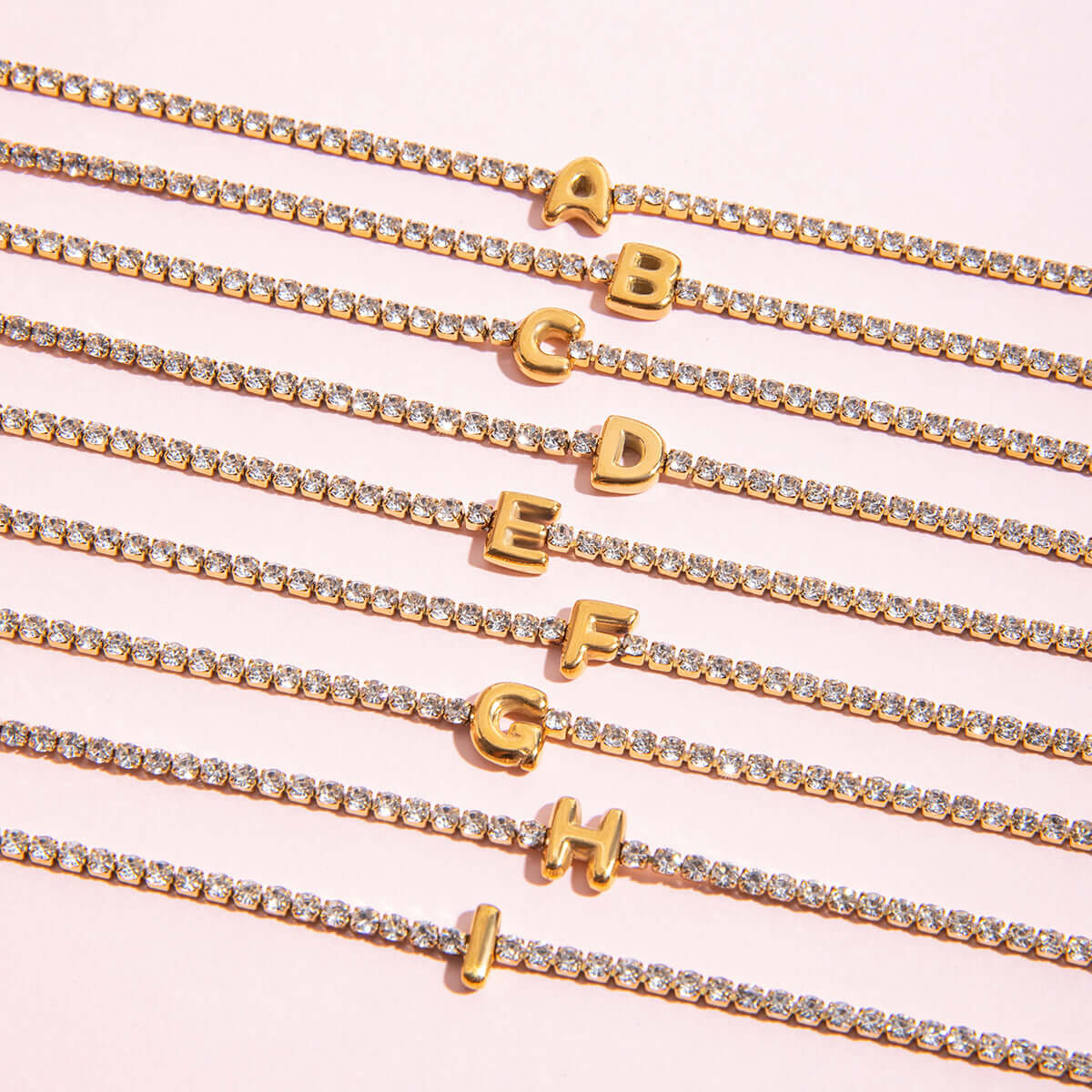 Alphabet Letter Waterproof Tennis Bracelet