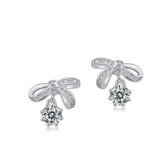 Luxury Moissanite Bow Drop Earrings