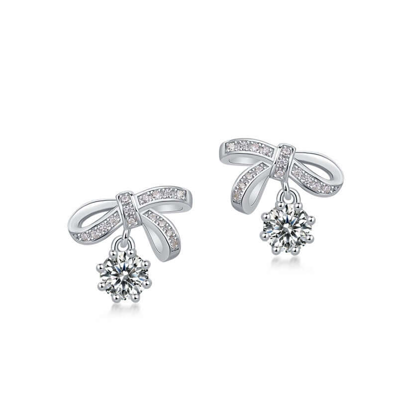 Luxury Moissanite Bow Drop Earrings