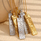 Rectangular Zodiac Pendant Necklace Gold