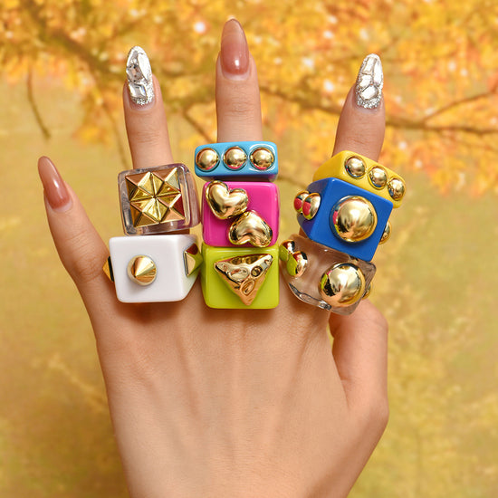 Y2K Spice Girl Dopamine Color Resin Ring
