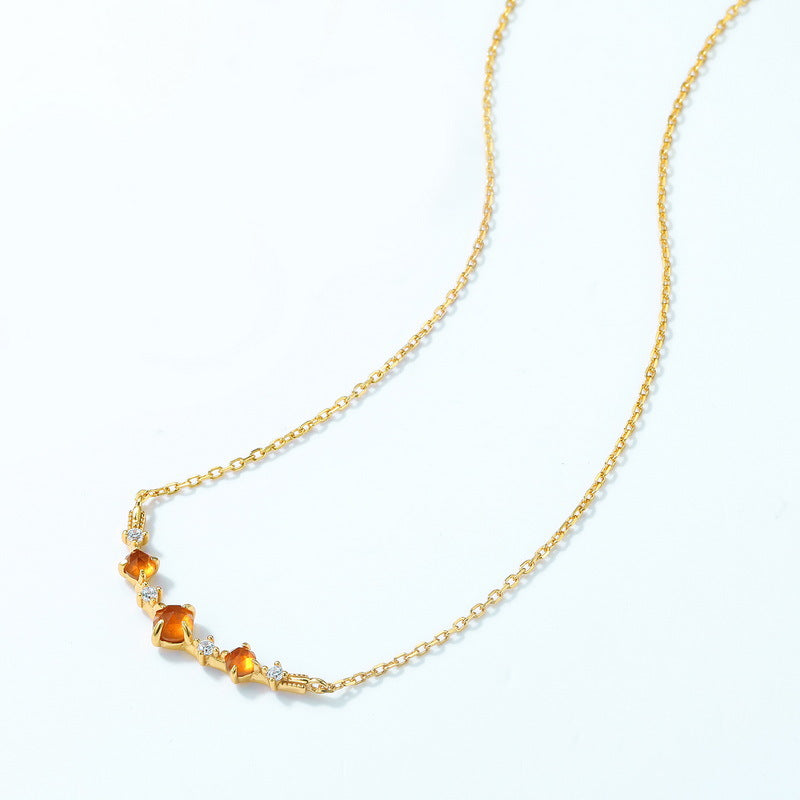 Mandarin Garnet Pendant Spiritual Chain Necklace