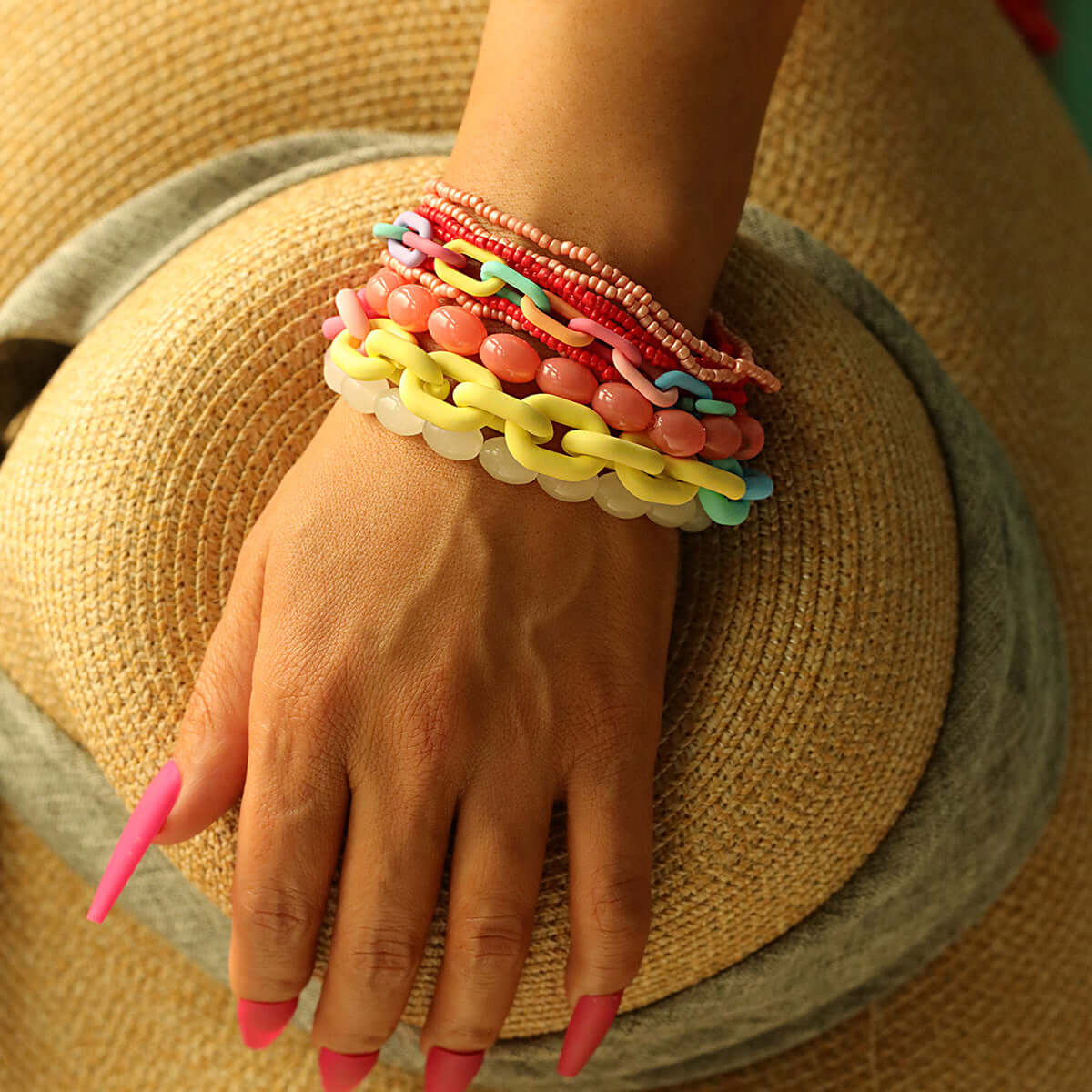 Multi Layer Vacation Rainbow Bead Bracelet