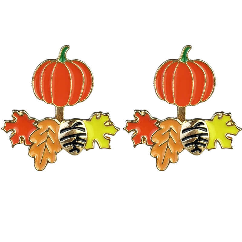 Chestnut Pumpkin Maple Leaf Orange Ear Jacket Earrings