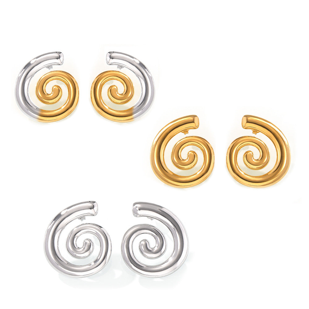 Two Tones Spiral Twist Stud Earrings