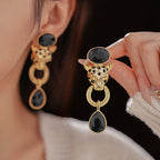 Mystery Black Gold Leopard Earrings