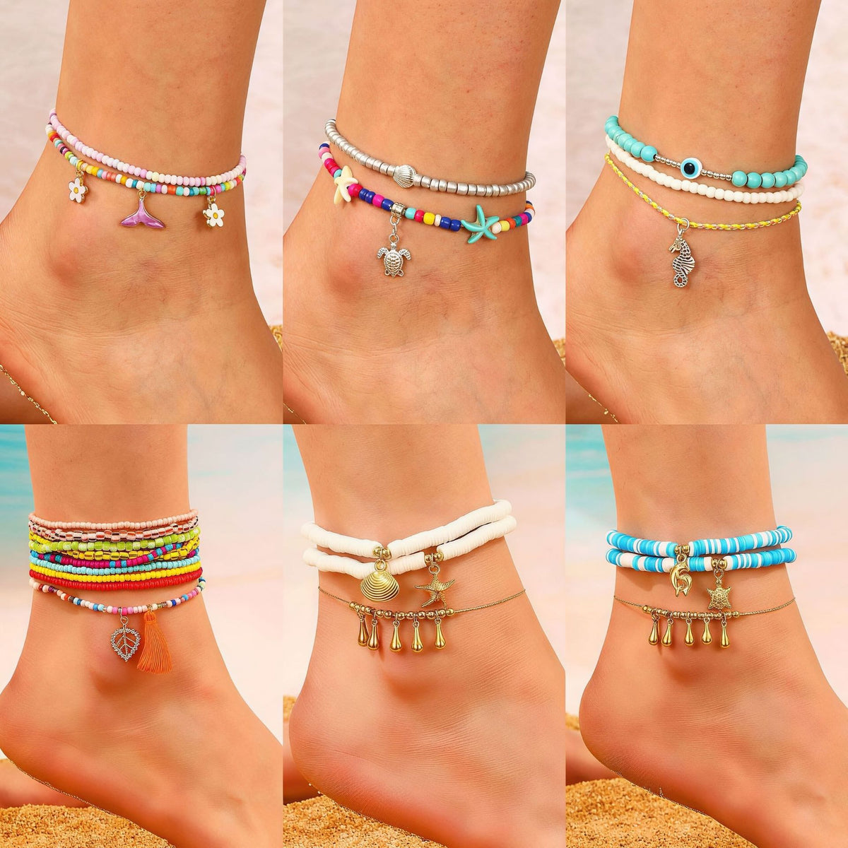 Coastal Charm Colorful Beaded Anklet