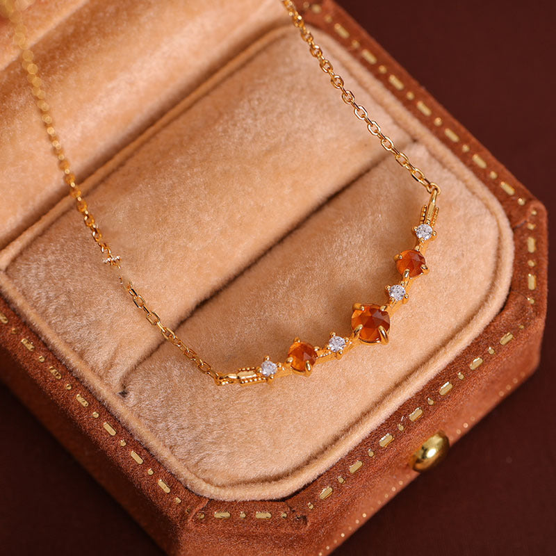 Mandarin Garnet Pendant Spiritual Chain Necklace