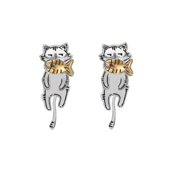 Graffiti Cat Ear Jacket Earrings