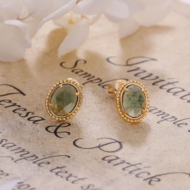 Green Amethyst Stud Earrings