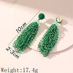 Bohemian Green Tassel Long Earrings