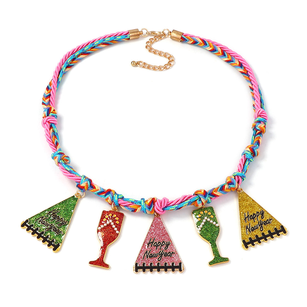 Handcraft Woven Knit Red Wine Xmas Necklace