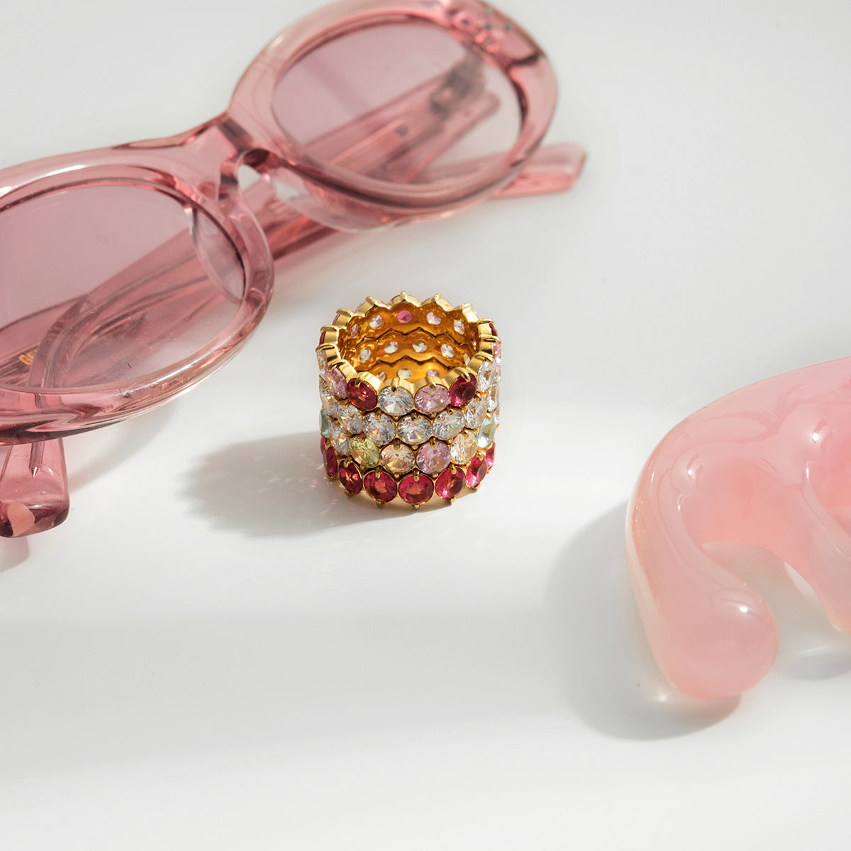 Colorful Dainty Zircon Index Ring