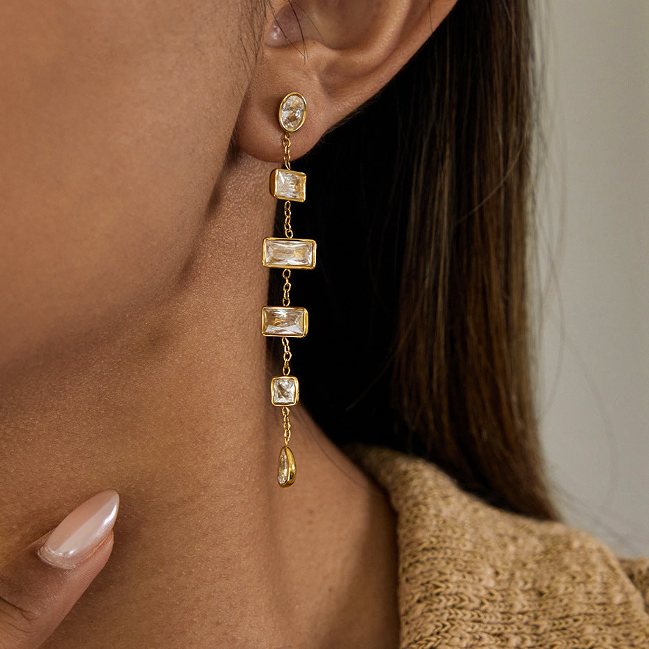 Light Luxury Baguette Droplet Earrings