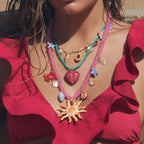 Smiley Sun Seed Bead Layering Summer Necklace
