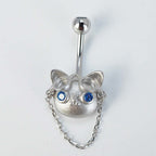 Cat with Glasses Dangle Belly Ring
