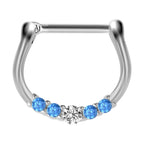 18G Hypoallergenic Blue CZ Pave CZ Septum Clicker