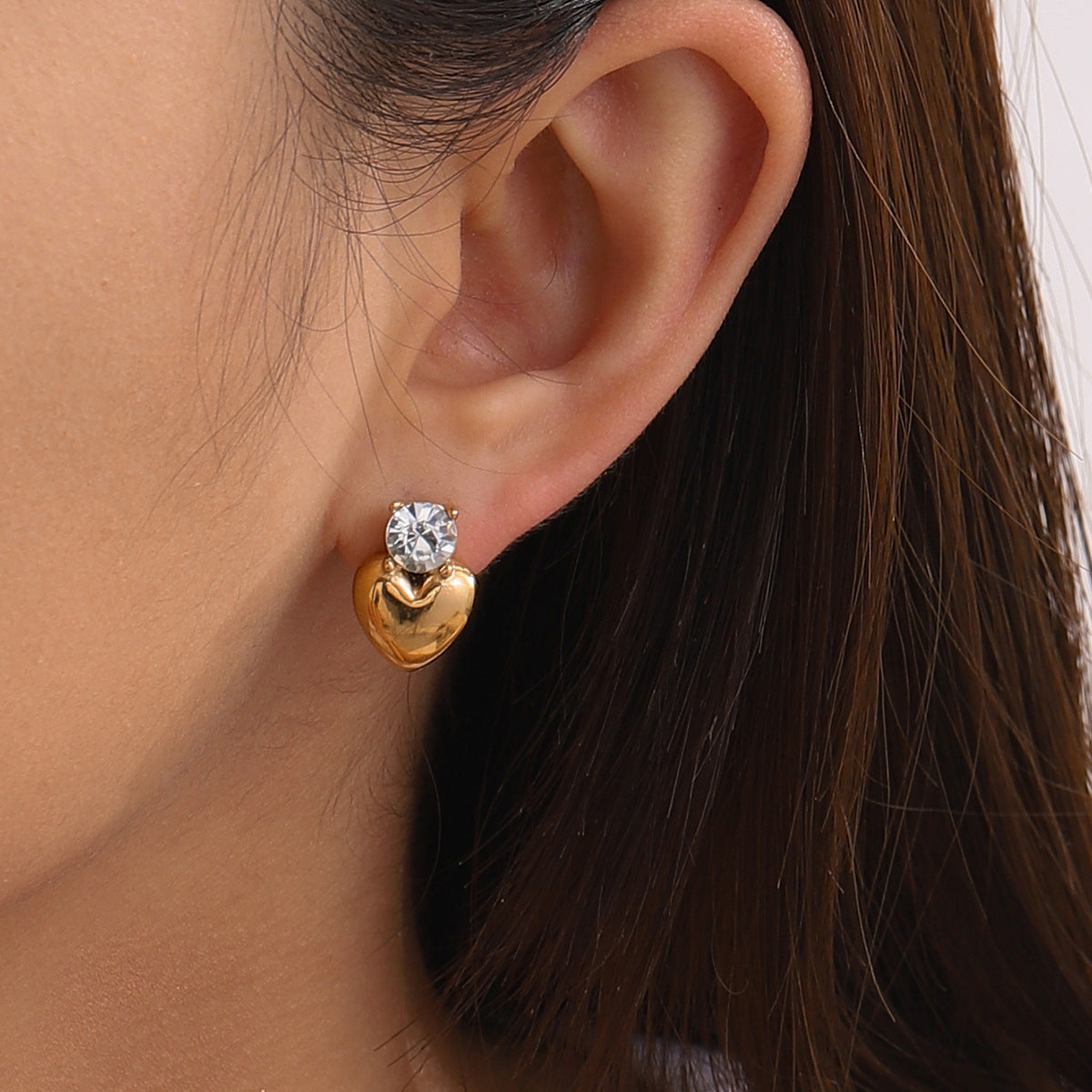 Color Red Heart Stud Earrings