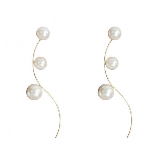 Classic Curve Pearl Long Earrings