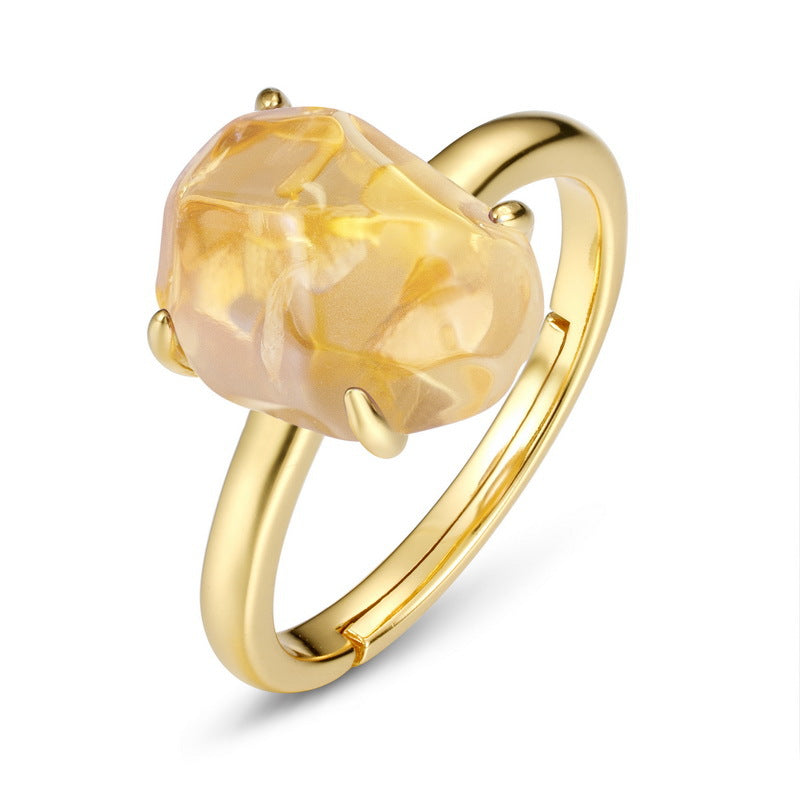 Raw Rose Quartz Citrine Good Vibes Ring