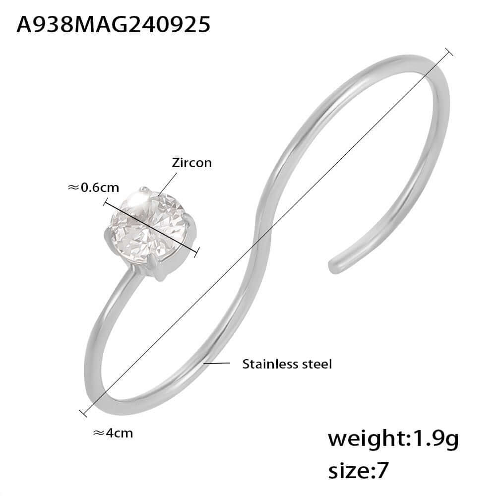 Solitaire Two Fingers Silver Spiral Ring