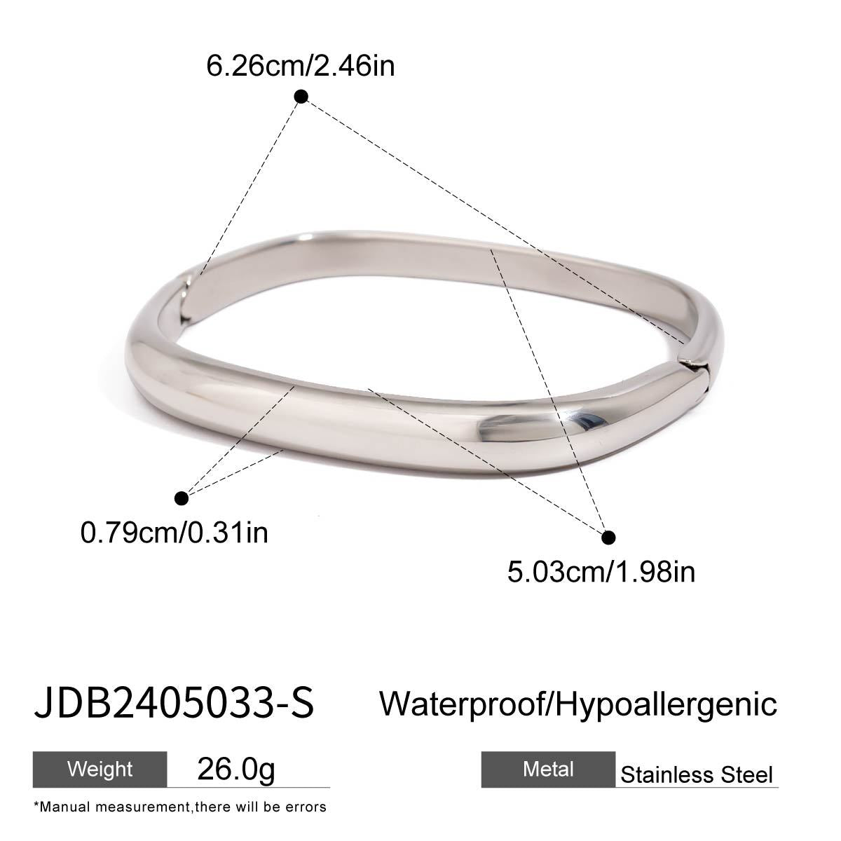 Modern Square Silver Dome Bangle