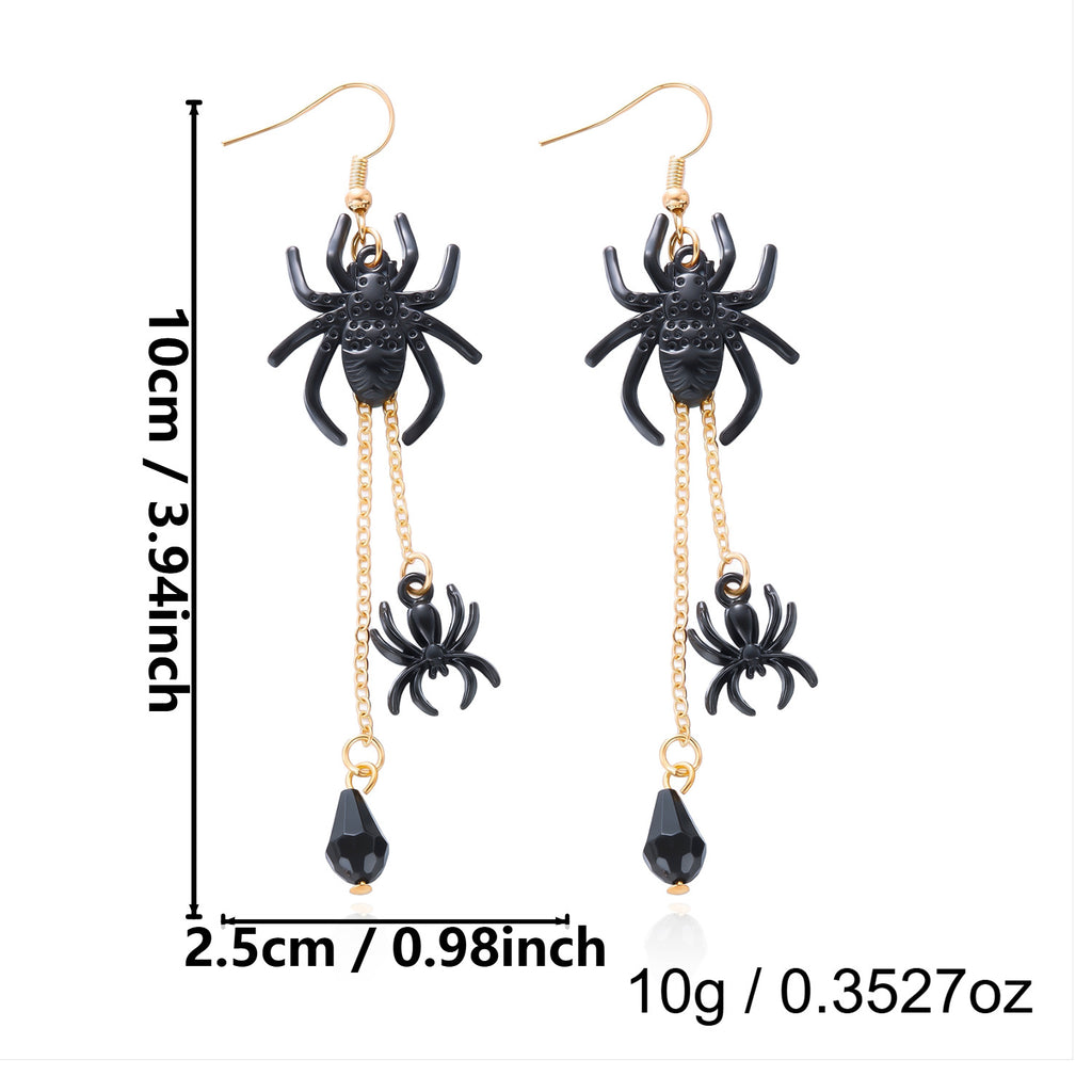 Web of Midnight Spider Chain Tassel Earrings