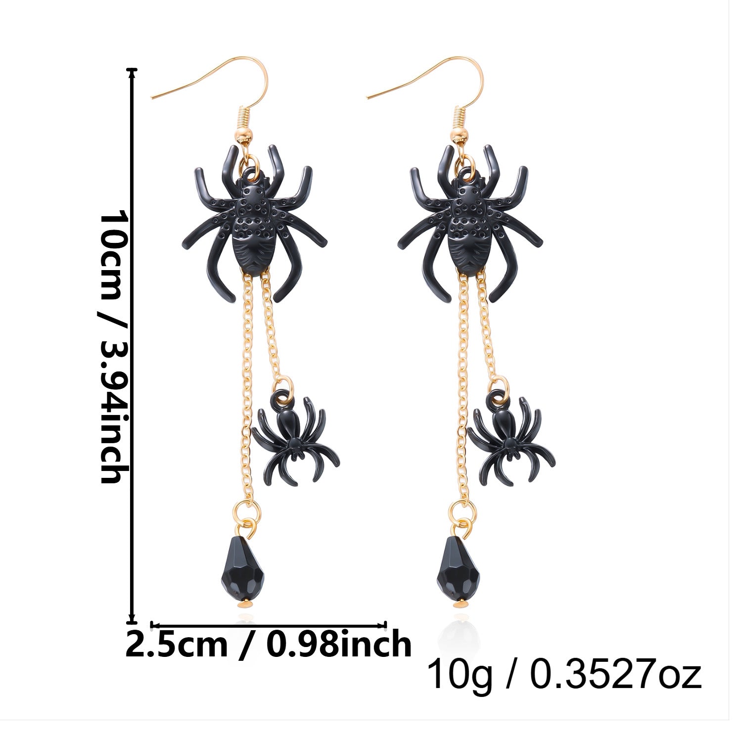 Web of Midnight Spider Chain Tassel Earrings