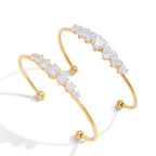 Zircon Heart Open Cuff Bangle Bracelet