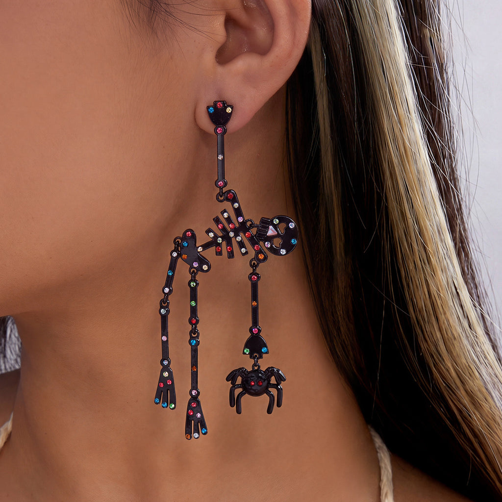Neon Colorful Skeleton Ear Jacket Earrings