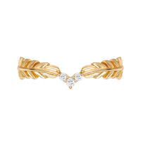 Dainty Gold Zircon Feather Leaf Ring