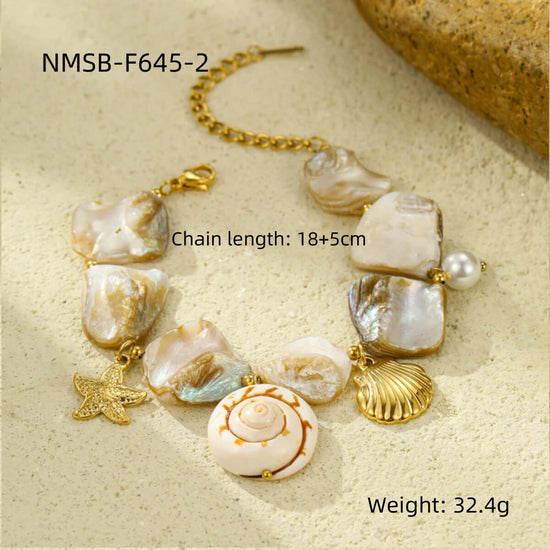 Seashell Conch Holiday Pearl Bracelet