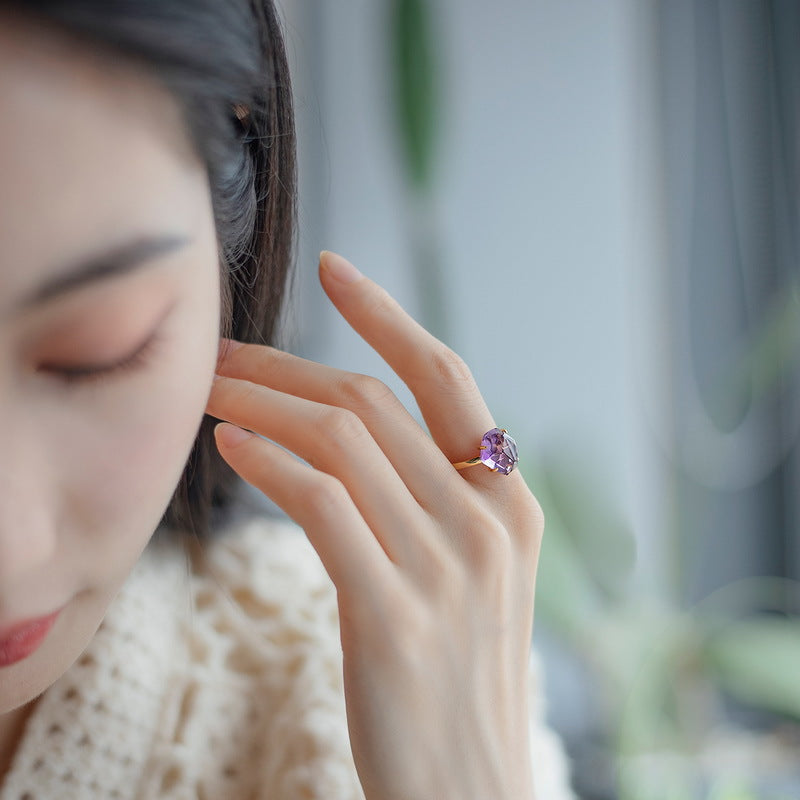 Raw Rose Quartz Citrine Good Vibes Ring