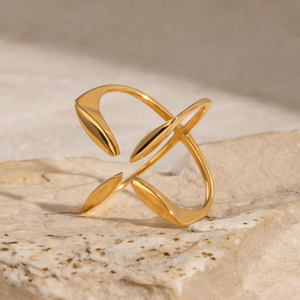 Unique Cross Open Cube Ring